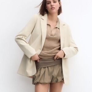 Pull&Bear Oversized Cream Single-Breasted Blazer Small NWOT